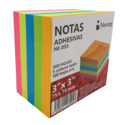NOTA ADHESIVA NEXTEP 3X3 NEON  C/500 HJ - NOTA ADHESIVA NEXTEP 3X3 NEON  C/500 HJ -